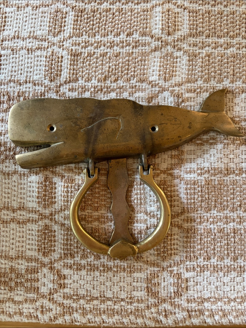 Solid brass whale door knocker nautical antique